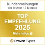 ProvenExpert Auszeichnung Top Empfehlung 2025